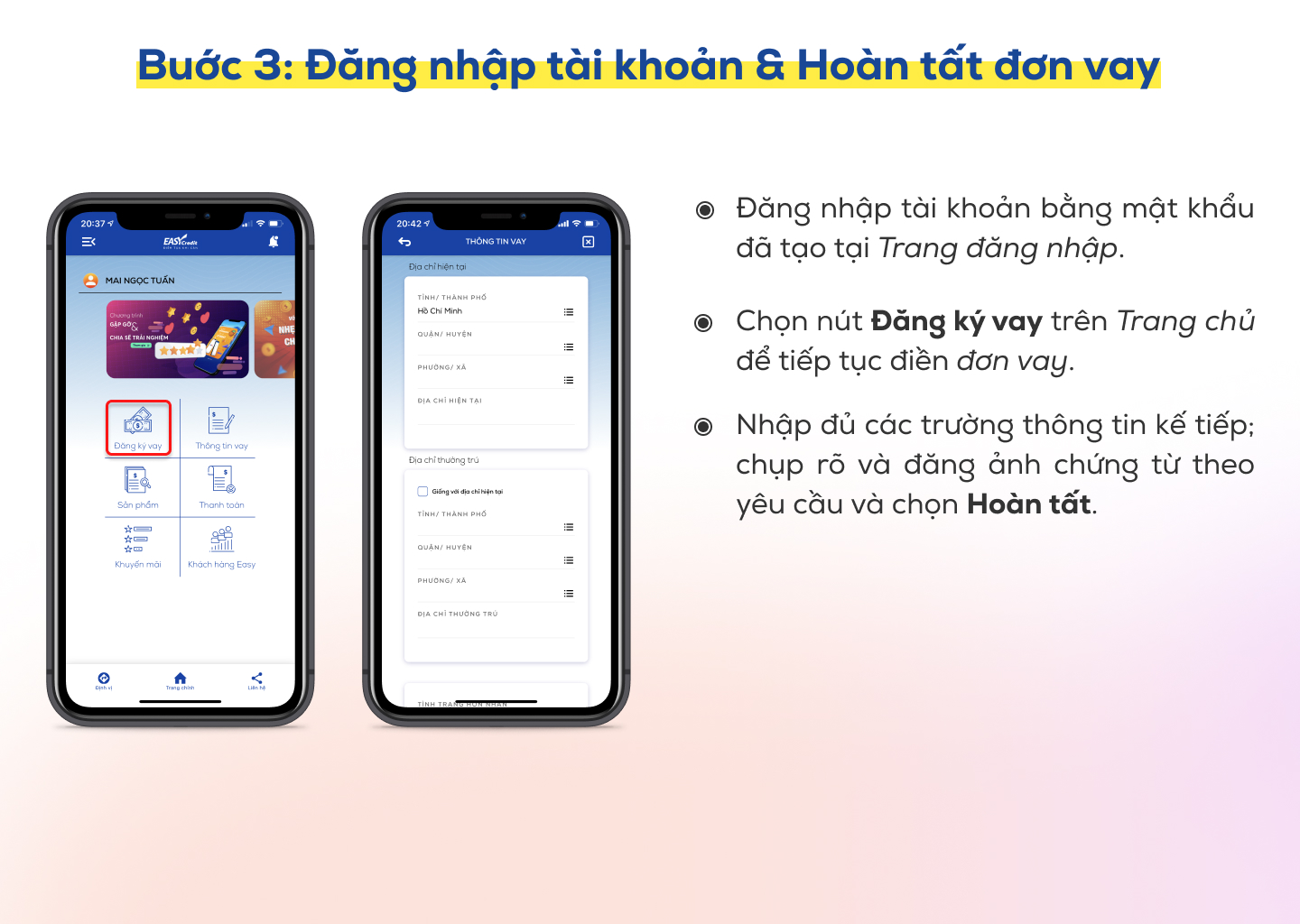 Hướng dẫn vay tiêu dùng trên app eFinance